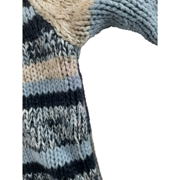 Vintage Paul Harris Women's Blue Cream Striped Mix Knit Chunky Grandpa Sweater L - Picture 6 of 9